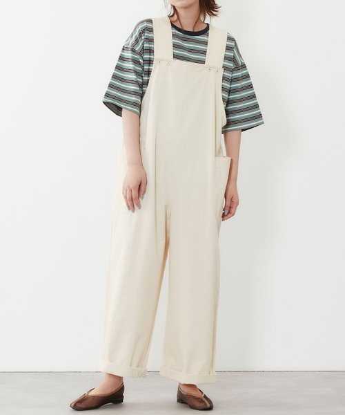 POU DOU DOU（プードゥドゥ）の「ワイドオーバーオール（サロペット/オーバーオール・レディース・カーキ/アイボリー/ダークグレー・3）」の21枚目の写真
