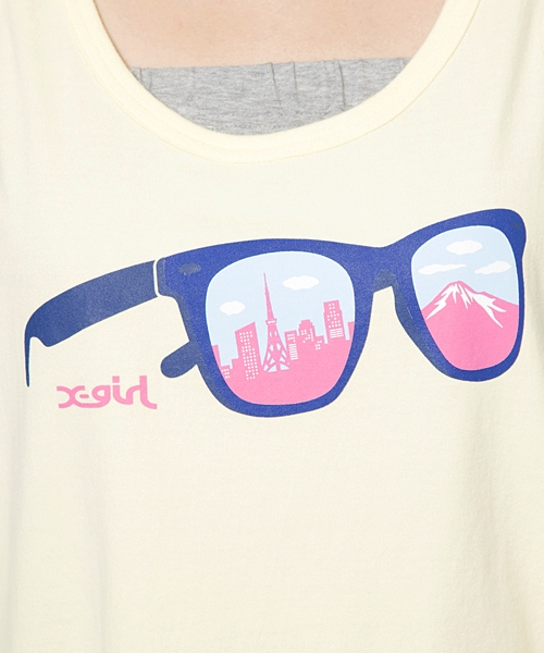 X-girl（エックスガール）の「【NYLON5月号掲載】SUNGLASSES BIG TANK TOP（タンクトップ・レディース・ホワイト/アッシュ/イエロー/ネイビー・2/1）」の8枚目の写真