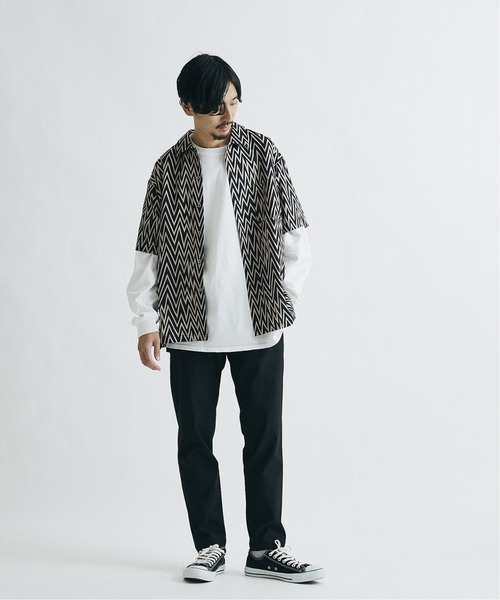 JOURNAL STANDARD（ジャーナルスタンダード）の「【21SS】【GEOM PATTERN / ジオメパターン】ショートスリーブ 柄シャツ（シャツ/ブラウス・メンズ・ネイビー/オレンジ/ブラック系その他/ブラウン/ブラック/ベージュ・LARGE/MEDIUM/SMALL）」の8枚目の写真