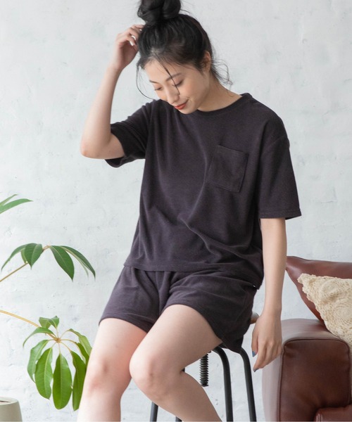 Mysa&Liina（ミーサリーナ）の「【ルームウェア】パイルTシャツ×ショートパンツＳＥＴ（ルームウェア/パジャマ・レディース・チャコールグレー/ベージュ/ラベンダー/ピンクベージュ・M/L）」の15枚目の写真