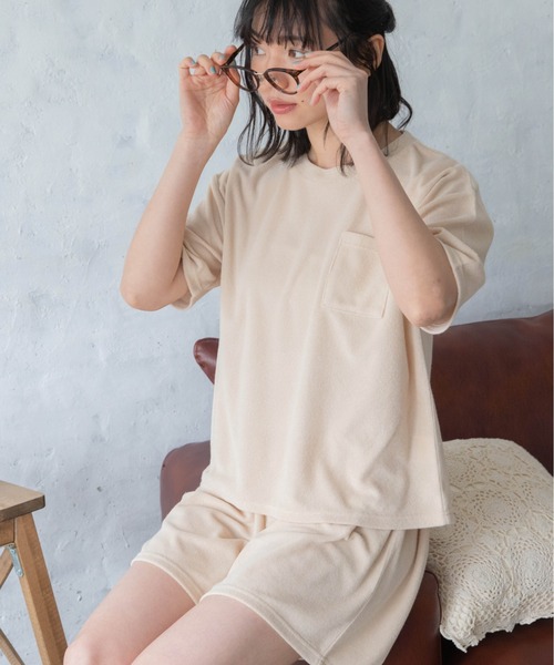 Mysa&Liina（ミーサリーナ）の「【ルームウェア】パイルTシャツ×ショートパンツＳＥＴ（ルームウェア/パジャマ・レディース・チャコールグレー/ベージュ/ラベンダー/ピンクベージュ・M/L）」の8枚目の写真