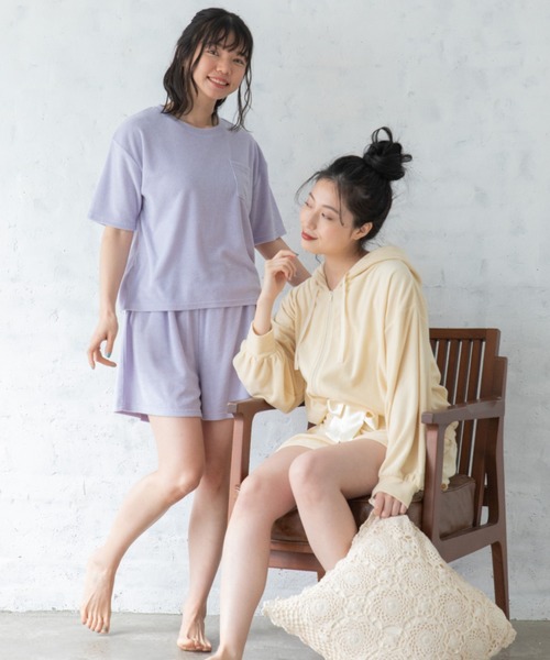 Mysa&Liina（ミーサリーナ）の「【ルームウェア】パイルTシャツ×ショートパンツＳＥＴ（ルームウェア/パジャマ・レディース・チャコールグレー/ベージュ/ラベンダー/ピンクベージュ・M/L）」の13枚目の写真