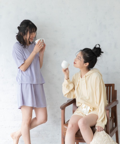 Mysa&Liina（ミーサリーナ）の「【ルームウェア】パイルTシャツ×ショートパンツＳＥＴ（ルームウェア/パジャマ・レディース・チャコールグレー/ベージュ/ラベンダー/ピンクベージュ・M/L）」の21枚目の写真
