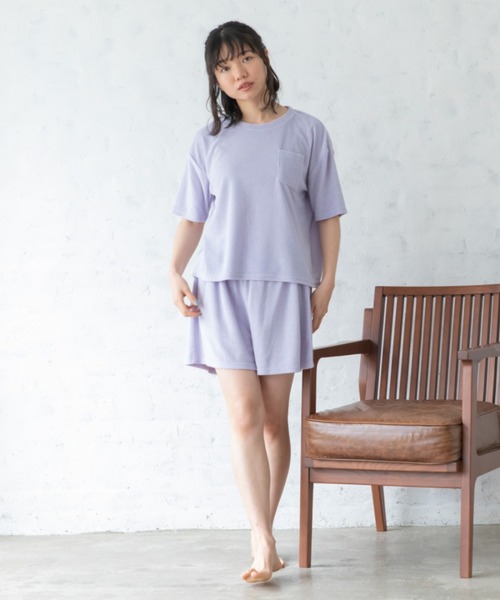 Mysa&Liina（ミーサリーナ）の「【ルームウェア】パイルTシャツ×ショートパンツＳＥＴ（ルームウェア/パジャマ・レディース・チャコールグレー/ベージュ/ラベンダー/ピンクベージュ・M/L）」の9枚目の写真