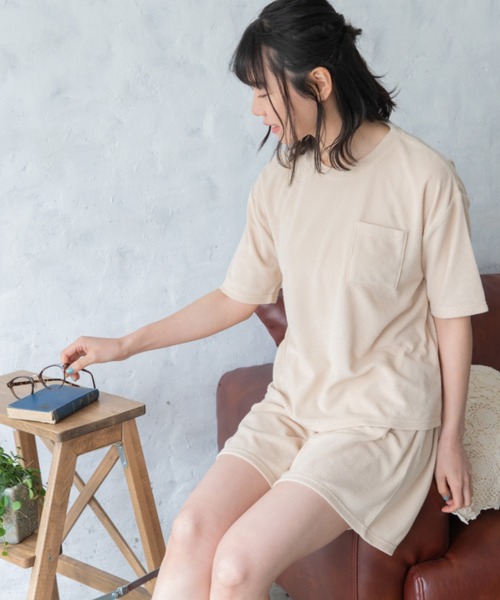 Mysa&Liina（ミーサリーナ）の「【ルームウェア】パイルTシャツ×ショートパンツＳＥＴ（ルームウェア/パジャマ・レディース・チャコールグレー/ベージュ/ラベンダー/ピンクベージュ・M/L）」の10枚目の写真