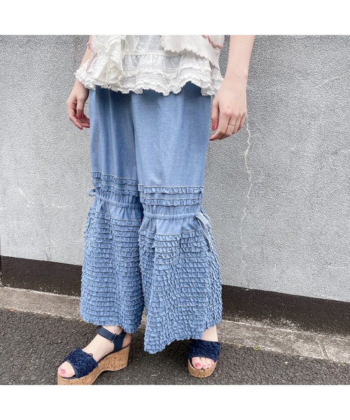 ピンクハウス ダンガリーフリルパンツ 定価¥3万3000円 ピンクハウス