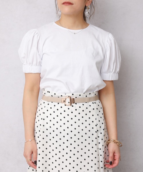 ap retro(アプレトロ)の「ボリュームギャザースリーブカットソー【ZOZO限定アイテム】(Tシャツ/カットソー・レディース・ホワイト/ブラック・FREE)」の13枚目の写真