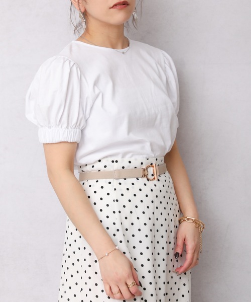 ap retro(アプレトロ)の「ボリュームギャザースリーブカットソー【ZOZO限定アイテム】(Tシャツ/カットソー・レディース・ホワイト/ブラック・FREE)」の8枚目の写真