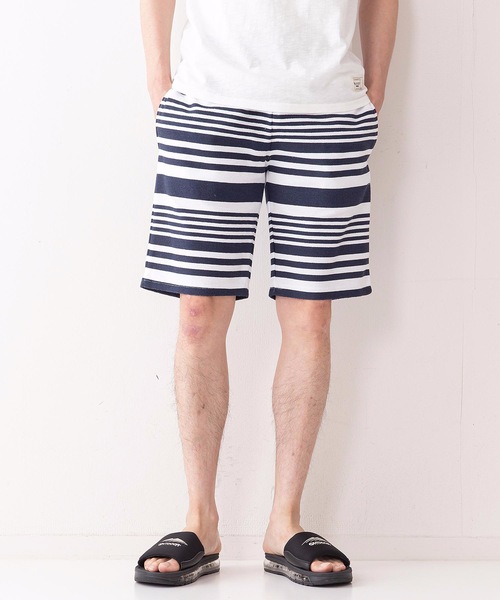 Blue Standard (ブルースタンダード)の「【BLUE STANDARD】ボーダー フォト リーフ 総柄ショーツ(その他パンツ・メンズ・ブルー/スミクロ/グリーン/チャコールグレー/ホワイト/ネイビー/レッド/インディゴブルー・LARGE/MEDIUM/X-LARGE)」の1枚目の写真