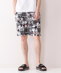 【BLUE STANDARD】ボーダー　フォト　リーフ　総柄ショーツ