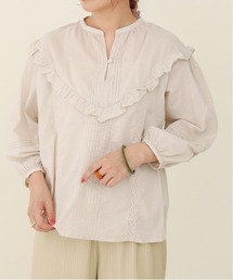sakishimatokyo | 【ZOZO限定】サキシマamp「ノーカラーフリルキリカエレースツキブラウス/シアーシャツ」(シャツ/ブラウス)
