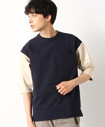 スエード切り替え　ビッグTシャツ