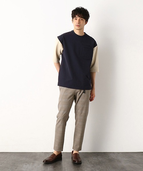 COMME　CA COMMUNE（コムサコミューン）の「スエード切り替え　ビッグTシャツ（Tシャツ/カットソー・メンズ・ブラック/ネイビー/オリーブ・MEDIUM/LARGE）」の6枚目の写真