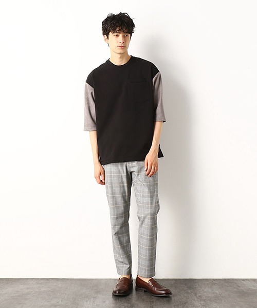 COMME　CA COMMUNE（コムサコミューン）の「スエード切り替え　ビッグTシャツ（Tシャツ/カットソー・メンズ・ブラック/ネイビー/オリーブ・MEDIUM/LARGE）」の8枚目の写真