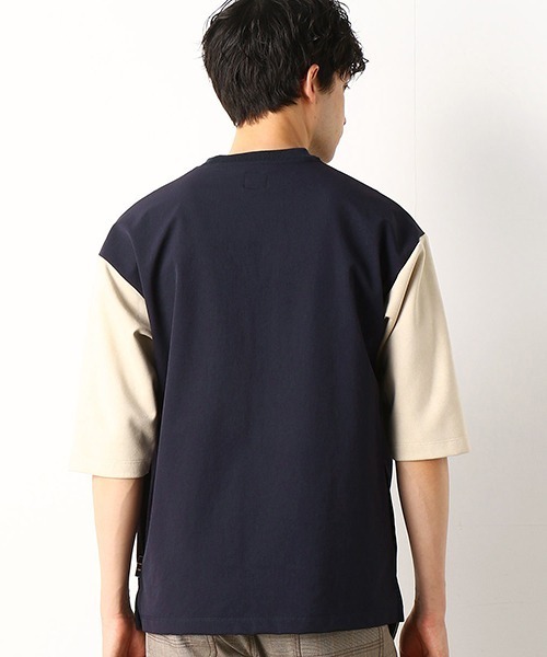 COMME　CA COMMUNE（コムサコミューン）の「スエード切り替え　ビッグTシャツ（Tシャツ/カットソー・メンズ・ブラック/ネイビー/オリーブ・MEDIUM/LARGE）」の13枚目の写真