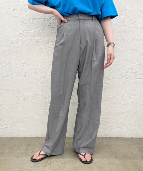 CIAOPANIC（チャオパニック）の「■センタープレススラックスハイウエストパンツ/セットアップ着用可能（スラックス・レディース・グレー/ブルー・SMALL/MEDIUM）」の2枚目の写真