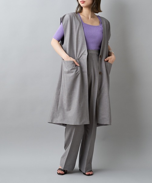 CIAOPANIC（チャオパニック）の「■センタープレススラックスハイウエストパンツ/セットアップ着用可能（スラックス・レディース・グレー/ブルー・SMALL/MEDIUM）」の6枚目の写真