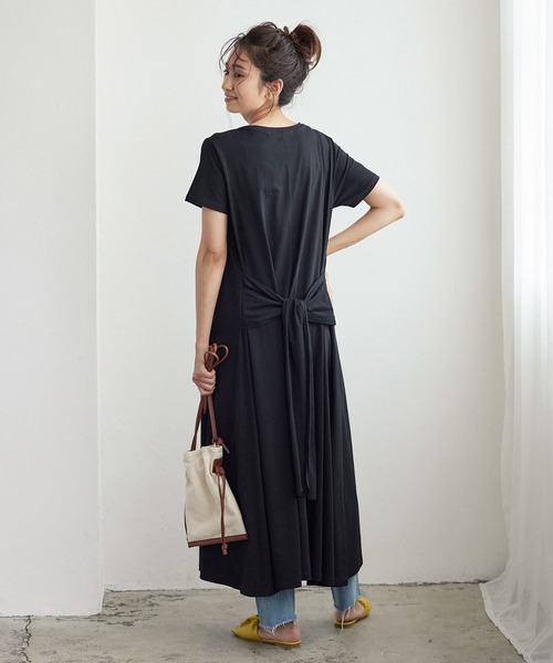 ウエストリボンカットソーワンピース