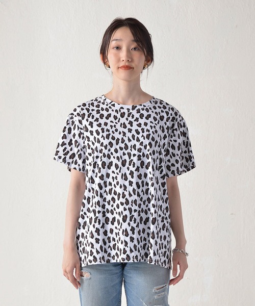 voov(ブーブ)の「レオパード柄 プリント ショートTシャツ(Tシャツ/カットソー・レディース・カーキ/ホワイト/イエロー・MEDIUM)」の22枚目の写真