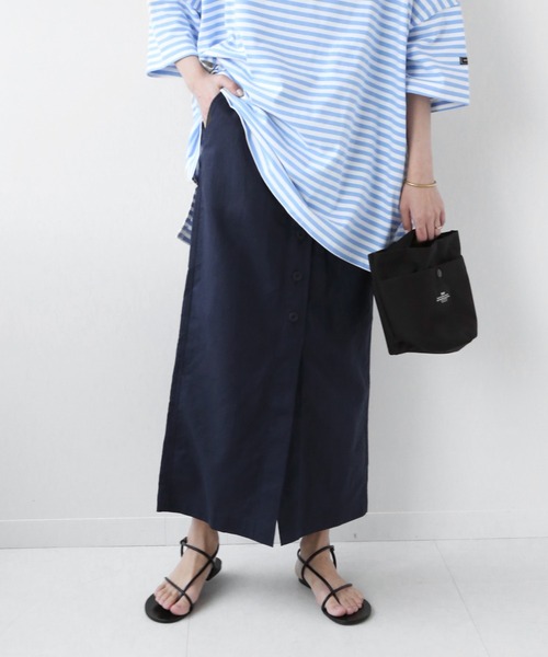 JOURNAL STANDARD relume(ジャーナルスタンダード レリューム)の「ウォッシャブルコットンリネンIラインスカート◆(スカート・レディース・ホワイト/ネイビー/キャメル・36/38)」の2枚目の写真