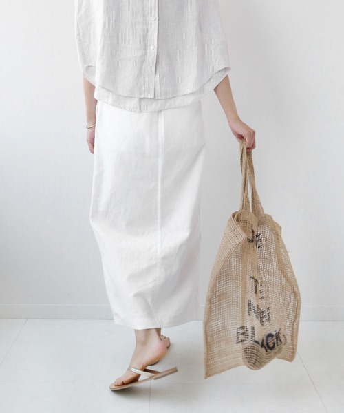 JOURNAL STANDARD relume(ジャーナルスタンダード レリューム)の「ウォッシャブルコットンリネンIラインスカート◆(スカート・レディース・ホワイト/ネイビー/キャメル・36/38)」の5枚目の写真