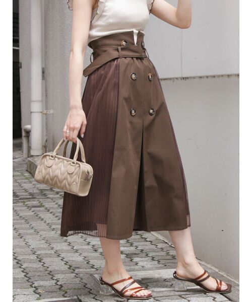 dazzlin（ダズリン）の「トレンチサイドチュールロングカート（スカート・レディース・ベージュ/ブラウン/モカ・SMALL/MEDIUM）」の2枚目の写真