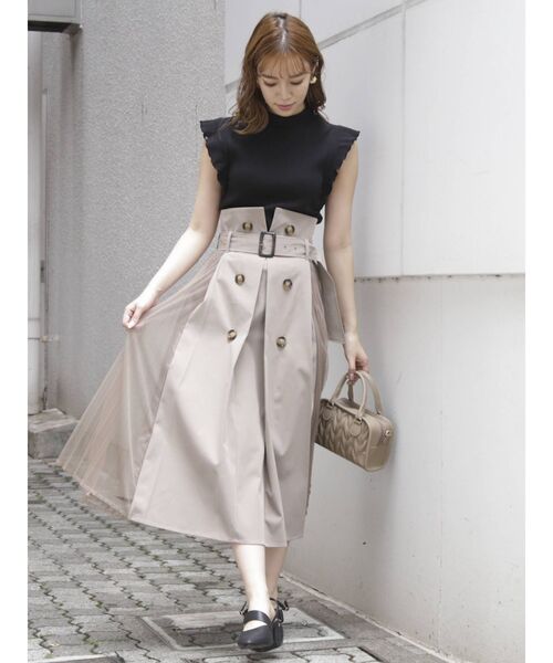 dazzlin（ダズリン）の「トレンチサイドチュールロングカート（スカート・レディース・ベージュ/ブラウン/モカ・SMALL/MEDIUM）」の13枚目の写真