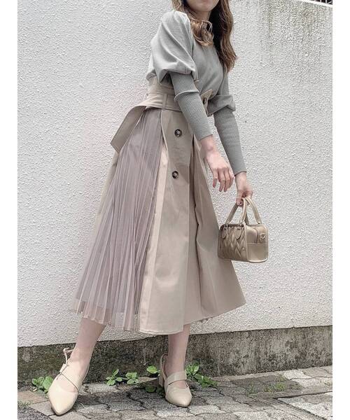 dazzlin（ダズリン）の「トレンチサイドチュールロングカート（スカート・レディース・ベージュ/ブラウン/モカ・SMALL/MEDIUM）」の19枚目の写真