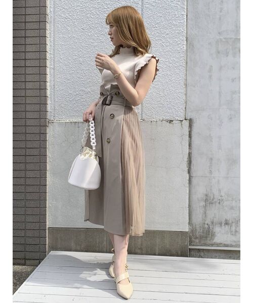 dazzlin（ダズリン）の「トレンチサイドチュールロングカート（スカート・レディース・ベージュ/ブラウン/モカ・SMALL/MEDIUM）」の16枚目の写真