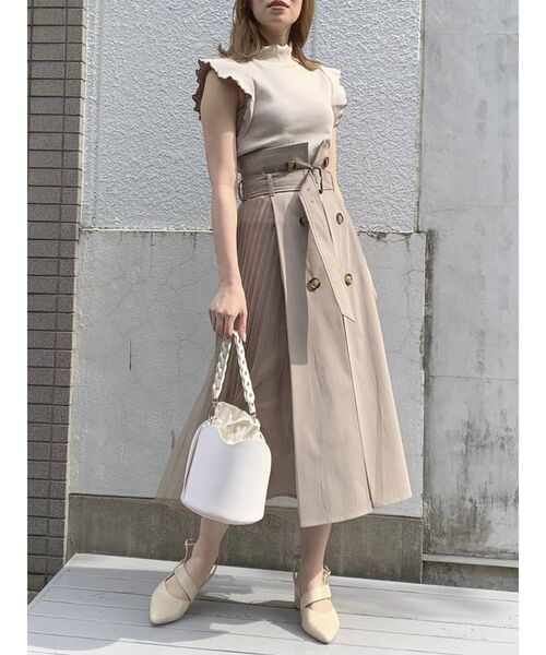 dazzlin（ダズリン）の「トレンチサイドチュールロングカート（スカート・レディース・ベージュ/ブラウン/モカ・SMALL/MEDIUM）」の10枚目の写真