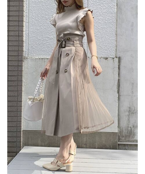 dazzlin（ダズリン）の「トレンチサイドチュールロングカート（スカート・レディース・ベージュ/ブラウン/モカ・SMALL/MEDIUM）」の4枚目の写真