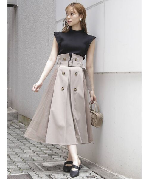 dazzlin（ダズリン）の「トレンチサイドチュールロングカート（スカート・レディース・ベージュ/ブラウン/モカ・SMALL/MEDIUM）」の17枚目の写真