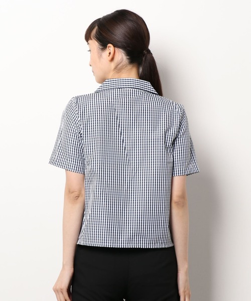 ABITOKYO（アビトーキョー）の「ギンガムチェック開襟ルーズシャツ（シャツ/ブラウス・レディース・グリーン/ネイビー/ブラック/パープル/ブルー・FREE）」の5枚目の写真