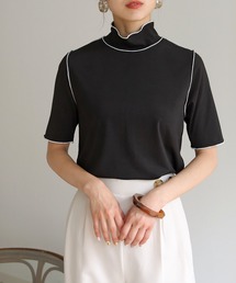 【HERCLOSET】メローステッチハーフスリーブリブカットソー
