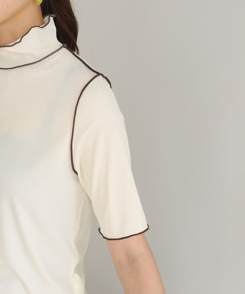 HER CLOSET(ハークローゼット)の「【HERCLOSET】メローステッチハーフスリーブリブカットソー(Tシャツ/カットソー・レディース・アイボリー/ホワイト/ブラック・M)」の20枚目の写真