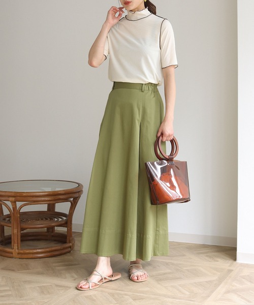 HER CLOSET(ハークローゼット)の「【HERCLOSET】メローステッチハーフスリーブリブカットソー(Tシャツ/カットソー・レディース・アイボリー/ホワイト/ブラック・M)」の12枚目の写真