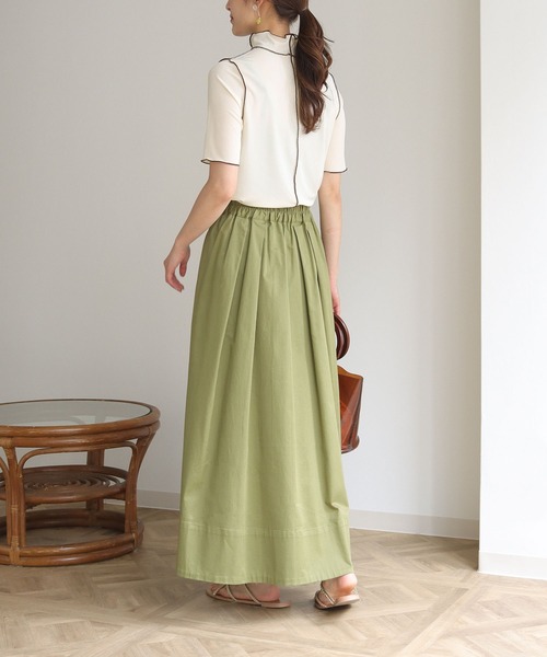 HER CLOSET(ハークローゼット)の「【HERCLOSET】メローステッチハーフスリーブリブカットソー(Tシャツ/カットソー・レディース・アイボリー/ホワイト/ブラック・M)」の13枚目の写真