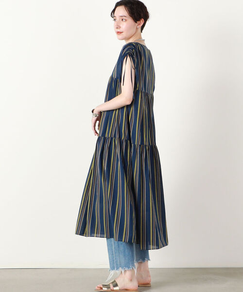 NOLLEY’S（ノーリーズ）の「ティアードマルチストライプワンピース（ワンピース・レディース・ブルー系その他7/グリーン系その他3・1/2）」の6枚目の写真
