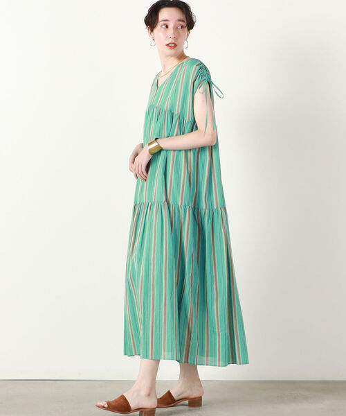 NOLLEY’S（ノーリーズ）の「ティアードマルチストライプワンピース（ワンピース・レディース・ブルー系その他7/グリーン系その他3・1/2）」の7枚目の写真