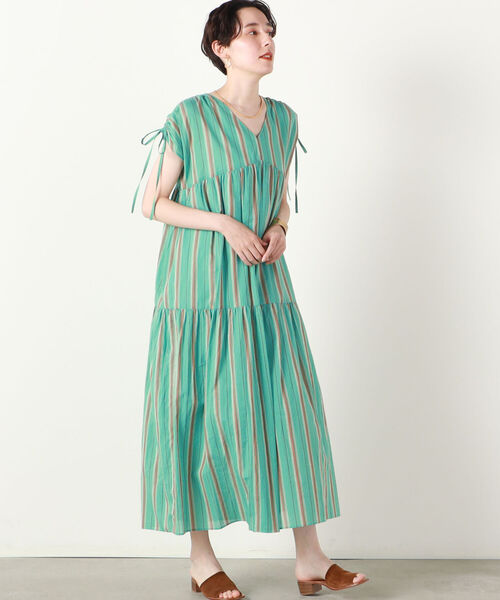 NOLLEY’S（ノーリーズ）の「ティアードマルチストライプワンピース（ワンピース・レディース・ブルー系その他7/グリーン系その他3・1/2）」の12枚目の写真