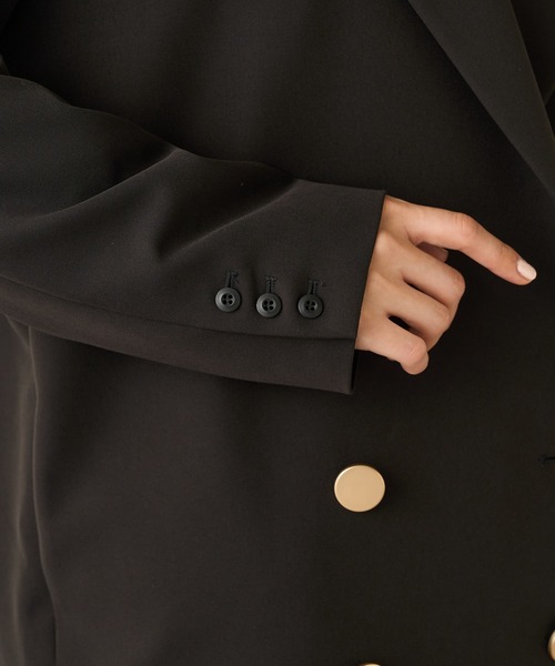 Lui's（ルイス）の「オーバーダブルジャケット（テーラードジャケット・レディース・ブラック/グリーン・FREE）」の10枚目の写真