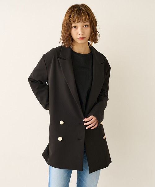 Lui's（ルイス）の「オーバーダブルジャケット（テーラードジャケット・レディース・ブラック/グリーン・FREE）」の5枚目の写真