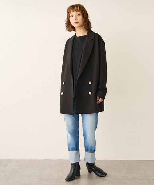 Lui's（ルイス）の「オーバーダブルジャケット（テーラードジャケット・レディース・ブラック/グリーン・FREE）」の15枚目の写真