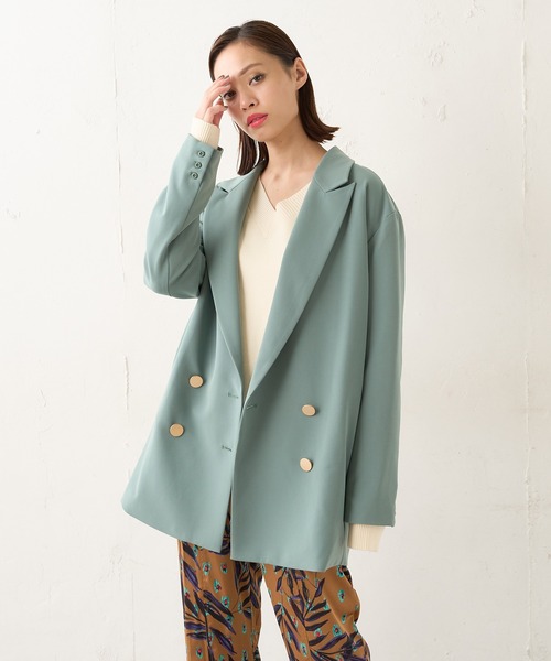 Lui's（ルイス）の「オーバーダブルジャケット（テーラードジャケット・レディース・ブラック/グリーン・FREE）」の19枚目の写真