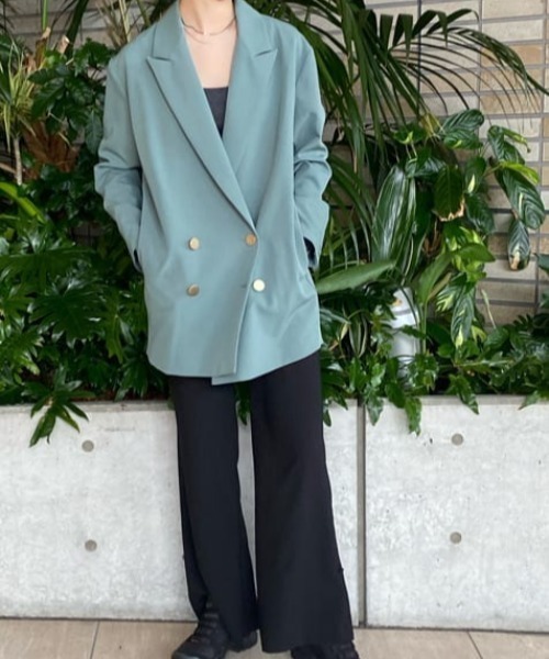 Lui's（ルイス）の「オーバーダブルジャケット（テーラードジャケット・レディース・ブラック/グリーン・FREE）」の17枚目の写真