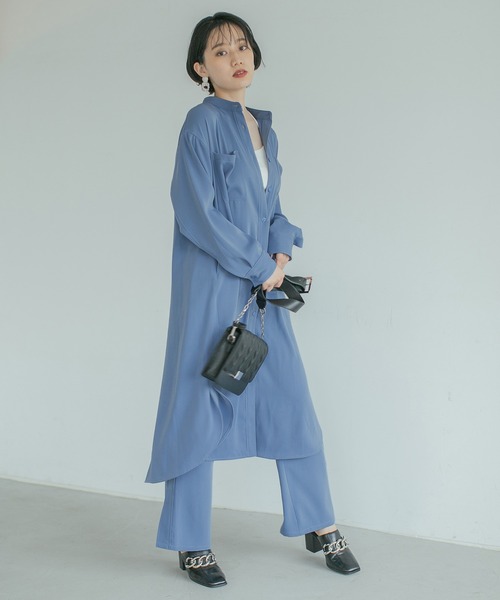 PAGEBOY（ページボーイ）の「バックスリットシャツワンピース（ワンピース・レディース・ブルー系その他/オリーブ/ブラック・FREE）」の3枚目の写真