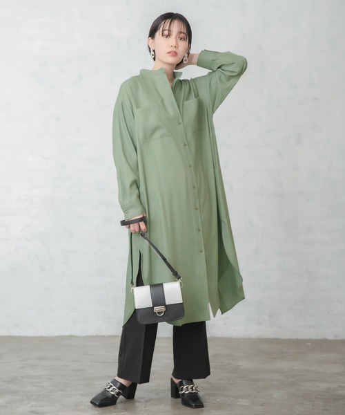 PAGEBOY（ページボーイ）の「バックスリットシャツワンピース（ワンピース・レディース・ブルー系その他/オリーブ/ブラック・FREE）」の10枚目の写真