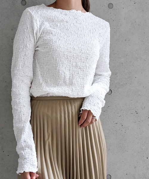 Per sist ence(パーシエンス)の「フクレジャガード ロングスリーブプルオーバー(Tシャツ/カットソー・レディース・ブラック/オフホワイト/アイボリー/グレー・FREE)」の2枚目の写真