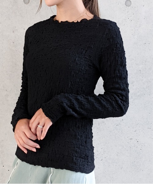 Per sist ence(パーシエンス)の「フクレジャガード ロングスリーブプルオーバー(Tシャツ/カットソー・レディース・ブラック/オフホワイト/アイボリー/グレー・FREE)」の3枚目の写真