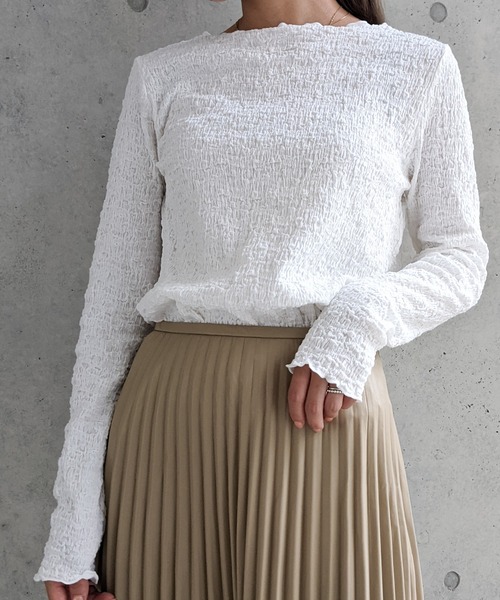 Per sist ence(パーシエンス)の「フクレジャガード ロングスリーブプルオーバー(Tシャツ/カットソー・レディース・ブラック/オフホワイト/アイボリー/グレー・FREE)」の5枚目の写真